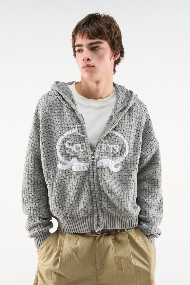 South Europe Light Grey Knit Zipper