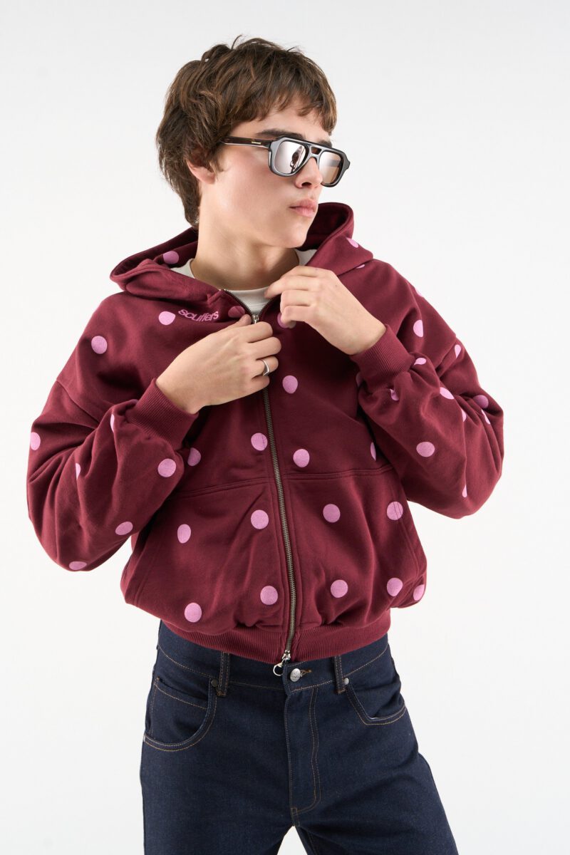 Dots Burgundy Zipper