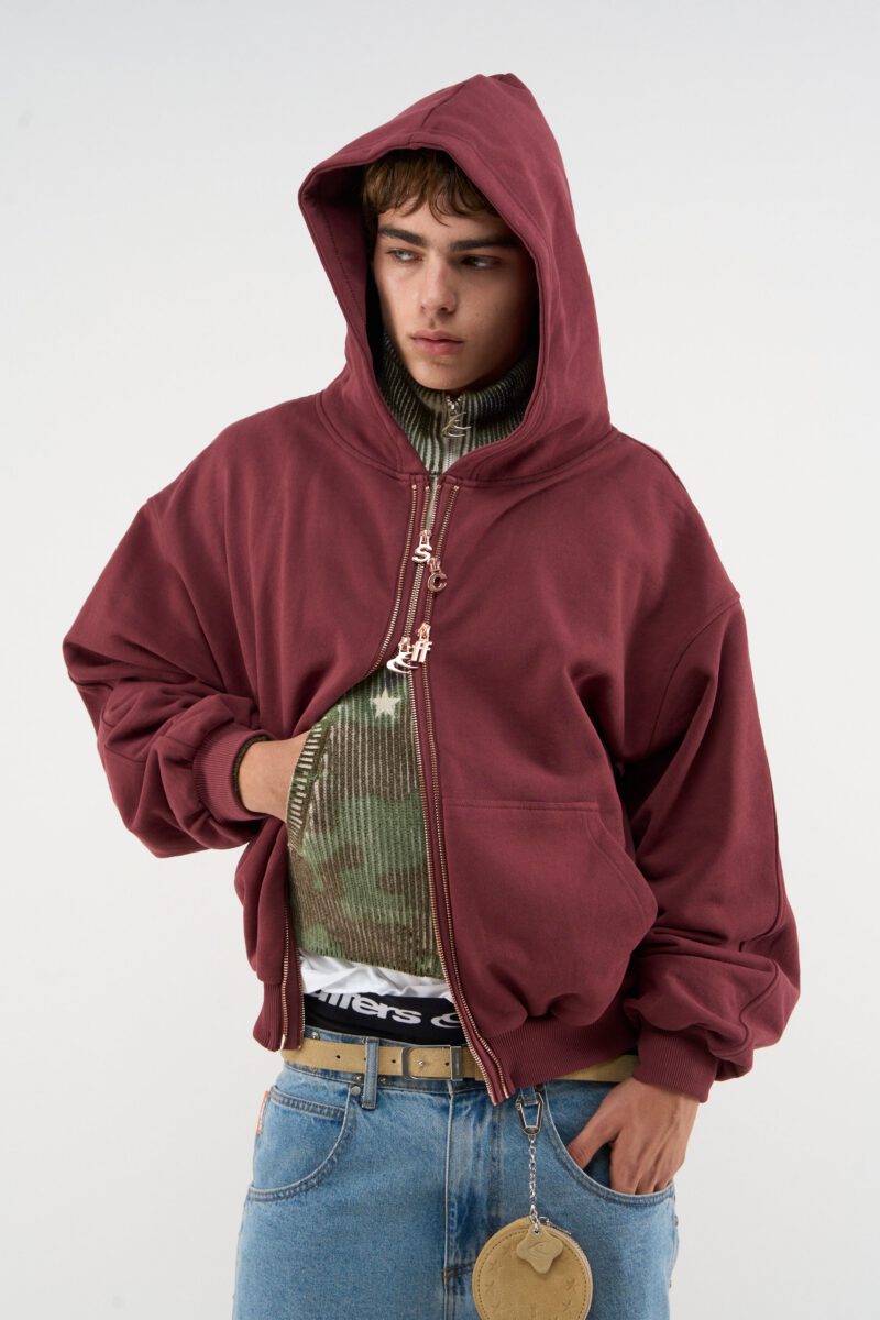 Steel Burgundy Zipper