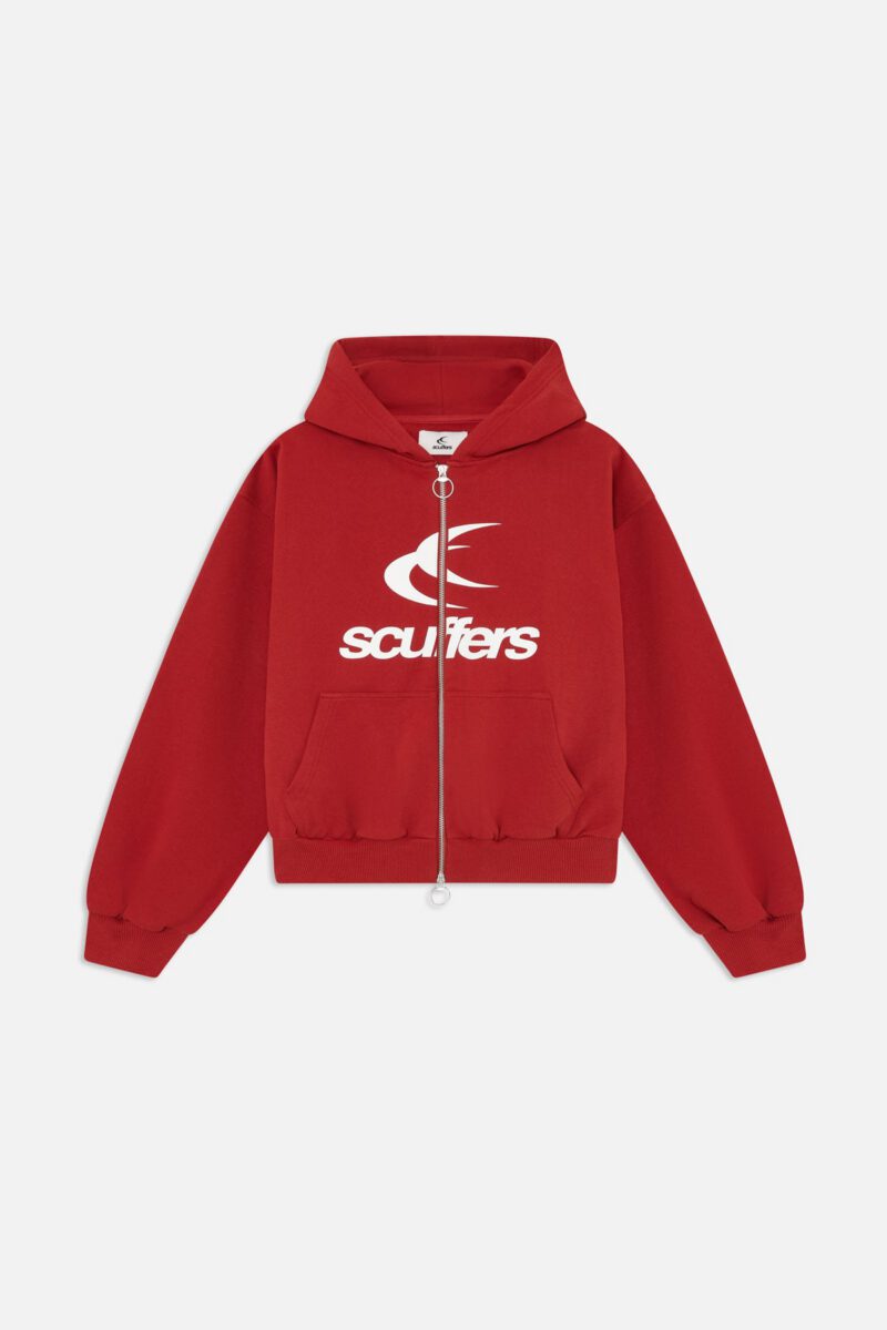 Logo Red Zipped Hoodie