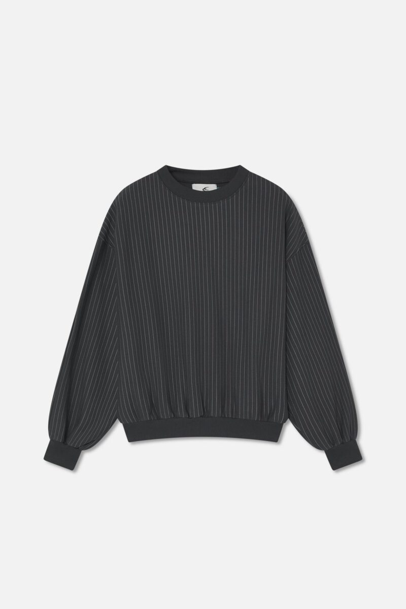 Pinstripe Dark Grey Crewneck