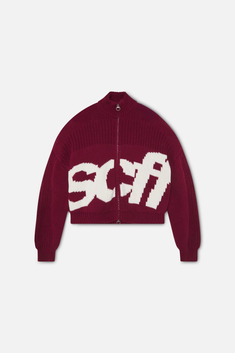 Scff Red Knit Zipper