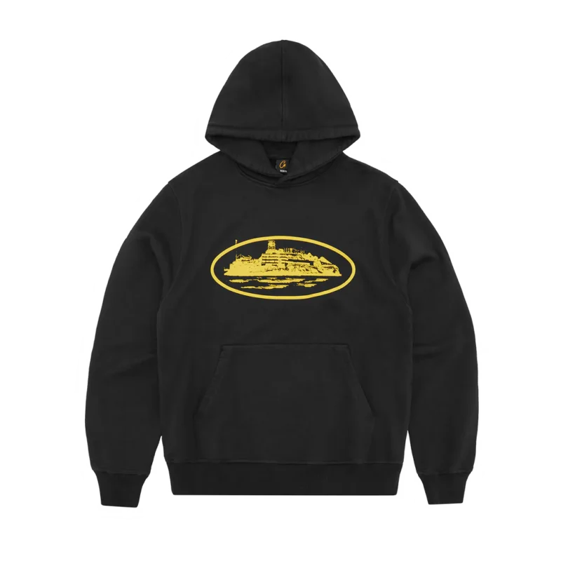Hoodie Noir Jaune - Alcatraz V2 Corteiz