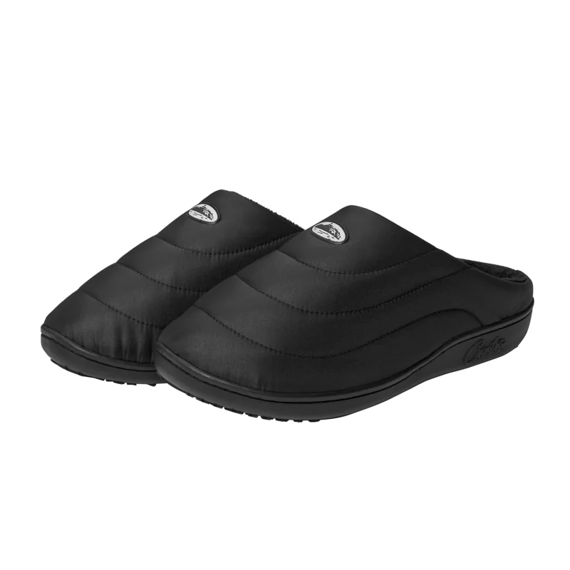 Claquettes Cuir Noir - Crib Corteiz