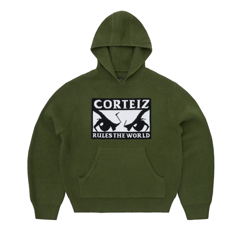 Hoodie Tricoté Olive - Huey Corteiz