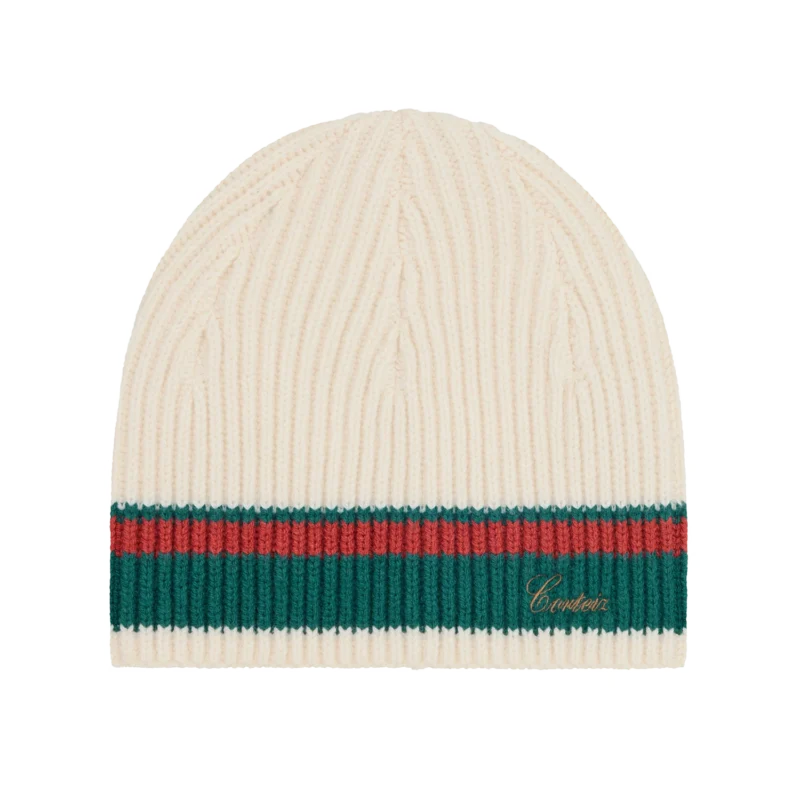 Bonnet Tricoté Côtelé Crème - Gianni Corteiz