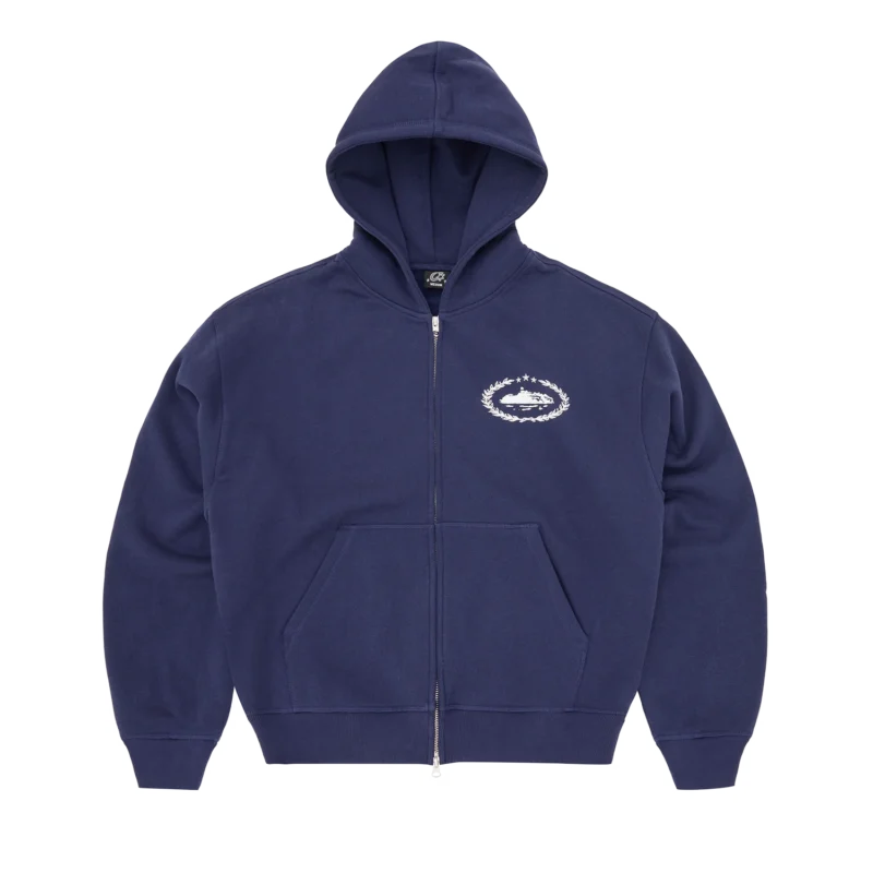 Zip Hoodie Premium Navy - Superior Royale Corteiz