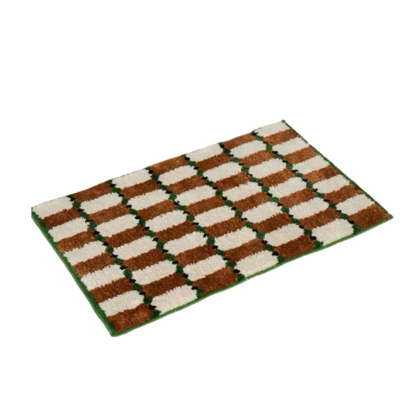 Tapis de Bain Checker Absorbent Mat - Marron
