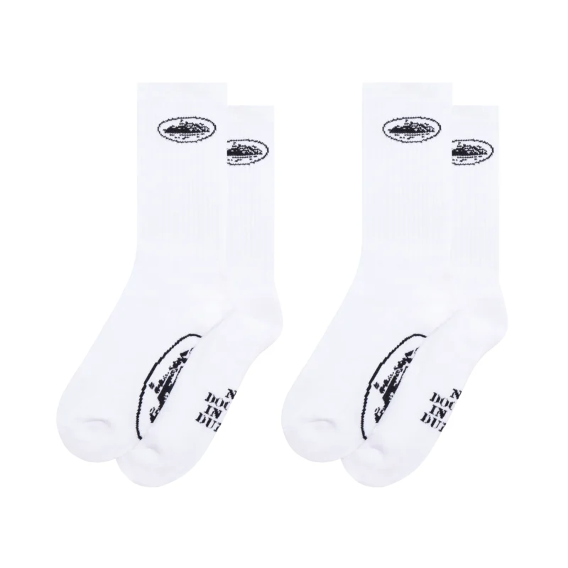 Pack 2 Paires Chaussettes Blanches - Alcatraz Corteiz